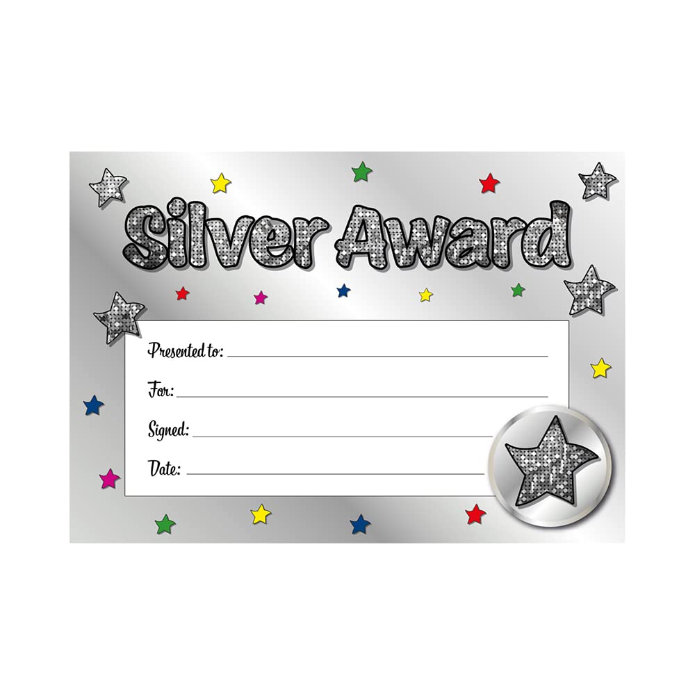 Silver Award Sparkly Holographic Certificate from SuperStickers