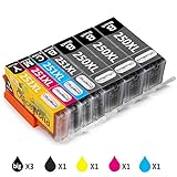 Office World 1 Set+2 BK Replacement for Canon PGI-250XL CLI-251XL Ink Cartridges ,Compatible with Canon PIXMA MX922 MG5520 MG6320 MG7120 IP8720