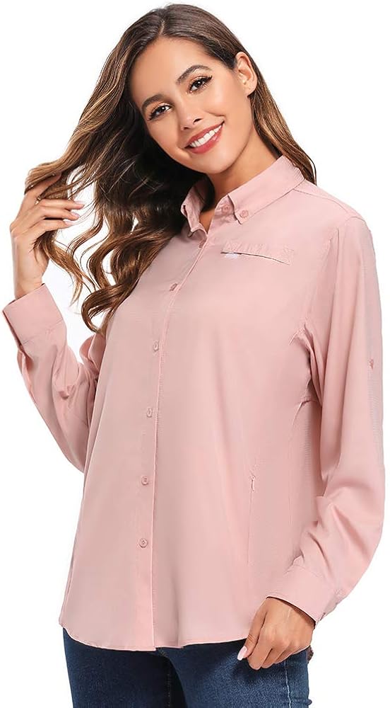 Jessie Kidden Women's Quick Dry Sun UV Protection Convertible Long Sleeve Shirts for Hiking Camping Fishing Sailing : Clothing