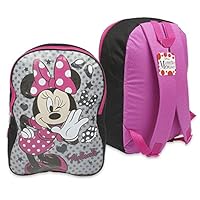 Kids Warehouse Minnie Mouse 16" Backpack - Padded Adjustable Straps, Zippered Pocket - Fancy Minnie