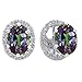 Gem Stone King 925 Sterling Silver 8X6MM Oval Gemstone Birthstone Stud Earrings with Removable Jackets | Halo Earrings for Women