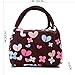 Cute Colorful Nylon Zipper Portable Cosmetic Lunch Picnic Handbag Bag , Coffee Heart