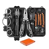 Survival Kit - Survival Gear with Multitool, Tactical Flashlight, 550 Paracord Bracelet, Emergency Blanket, Wire Saw, Water Bottle Clip - Camping, Hiking, Hunting etc Outdoor Activities
