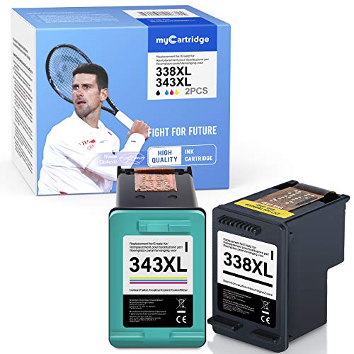 Mycartridge-2-Compatible-HP-338343-Cartucho-de-Tinta-338XL-343XL-para-HP-Photosmart-C3180-8750-Deskjet-6540-PSC-1610-2355-Officejet-H470-NegroColor