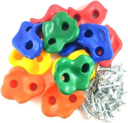 12 Assorted Rock Climbing Holds Accessories - QUALITY STEEL HARDWARE - Swing Set and Jungle Gym Accessory