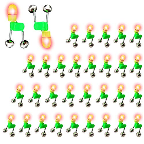 GEUNTECH Bissanzeiger, Glocke, Nachtlicht, LED-Licht, Angelrute mit Doppelalarm, Glocken, lauter Klang, Doppelglocken…