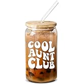 NewEleven Gifts For Aunt From Niece, Nephew - Cool Gifts For Auntie, Sister - Aunty Birthday Gift - Announcement, Promoted To Aunt - 16 Oz Coffee Glass