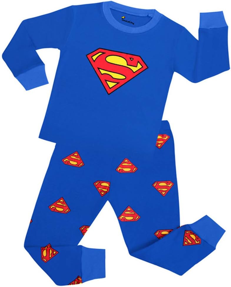 Superman Kids Pyjamas For Boys Pajama Set Cotton Pjs Sleepwear T Shirt Pants Boys Long Sleeve Outfit Kids Pjs Size 2-7 Age Nightwear