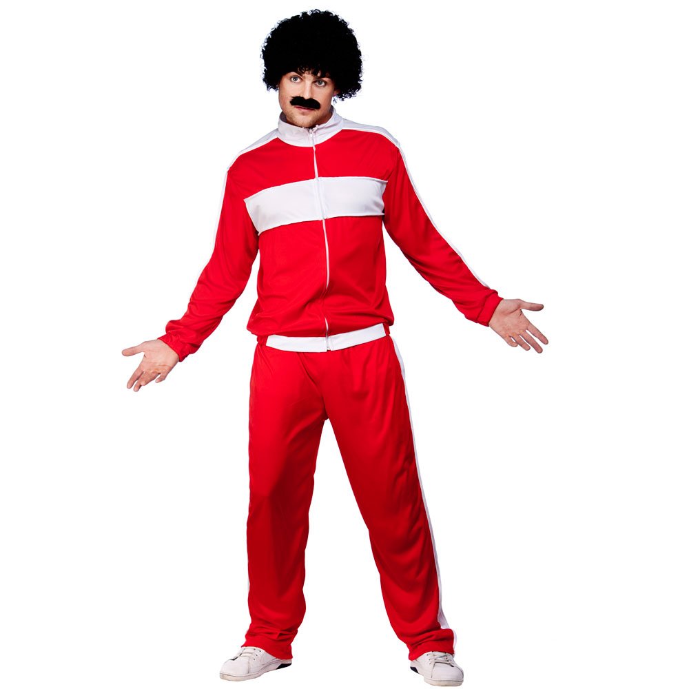 Wicked Costumes Mens 80's Scouser Trackie - Red Fancy Dress Costume - One Size