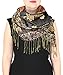 Peach Couture Floral Bird Print Reversible Double Layered Pashmina Wrap Shawl Scarf Grey