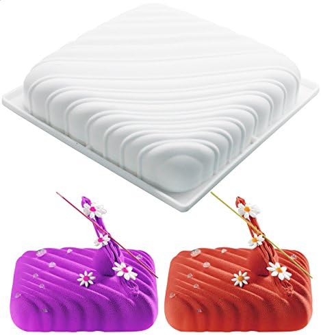 JOHO Cake Pans Square Line Shaped Silicone Baking Mold For Mousse Cake Truffle Jelly Desserts , Pastry Bakeware Tools,1-Cavity , Set of 1