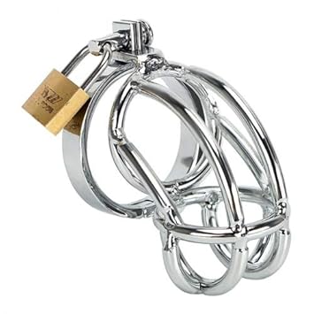 Peniskäfig aus Edelstahl Keuchheitskäfig Penisring Bondage BDSM Größe 47 mm