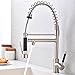 VCCUCINE Best Modern Commercial Brushed Nickel Stainless Steel Single Lever Pull Out Sprayer Kitchen Faucet, High Arch Spring Pull Down Kitchen Sink Faucet