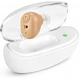 BONATIOZ Rechargeable Hearing Aid for Seniors &amp; Adults, Single Ear Use | Ultra-Comfortable In-Ear Design, Noise Cancelling, Clear HD Sound Quality,5-Grades Volume Control, Transparent Charging Case