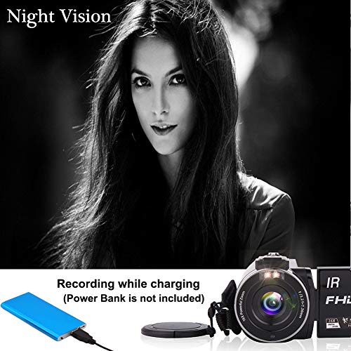 Video Camera Camcorder 24MP 1080P Full HD 30FPS Vlogging Camera IR Night Vision Camcorders Camera Recorder 16X Digital Zoom Camera with The Pause Function and Remote (NEW07)