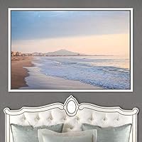 Framed Canvas Wall Art Coastal Freedom Aerial Beach Beach Coastal Cool Minimalism Multicolor Photography Relax/Calm - 16x24 inches