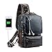 Small Blue Sling Crossbody Backpack Shoulder Bag for Men Women Vintage PU Leather CrossBody One Strap Casual Sling Backpack Cycling USB Charger