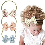 M-FIT Baby Headbands Bows Newest-4pc (pink+blue+coffee+floral)