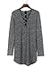 Persun Women's Grey Plunge Neck Lattice Lace Up Long Sleeve Bodycon Mini Dress