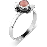 DEVMUKTI Natural Pink Opal Gemstone Ring 925 Sterling Silver Statement Ring October Birthstone Handmade Jewelry Promise Wedding Bridal Women Rings Gifts Christmas Day