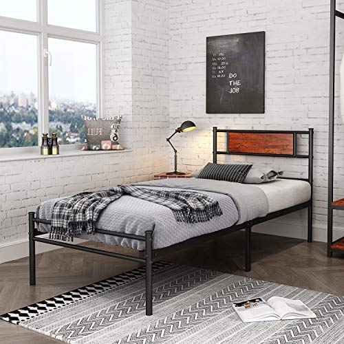 PAUKIN Twin Metal Bed Frames Single Platform with Headboard, No Box Spring Needed Pricepulse