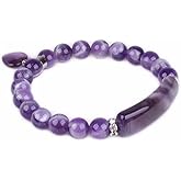Justinstones Gem Semi Precious Gemstone Love Heart Charm Stretch Beaded Bracelet Unisex