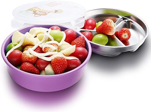 IRmm Top Rated Stainless Steel Salad Bowl，Fruit Bowl,Lunch Box for kids adults,Leak-Proof Food Storage Container (bento-purple(medium))