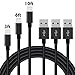 Huafulian Petrel S20 Nylon Braided Lightning to USB Cable for iPhone 7/7 Plus/6S/6S Plus/Se/5S/5/iPad/iPod Nano 7 and More - Black - 3 Piece