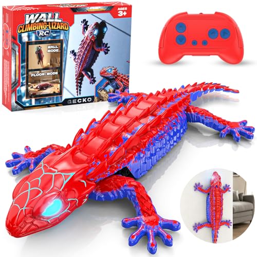 Loueouv RC Wall Climbing Gecko, Rechargeable Remote Control Robot for Kids | 360° Rotating RC Stunt Car with Light, Wall Crawler Lizard Toys for 3-12 Year Old Boys Girls Kids Toys