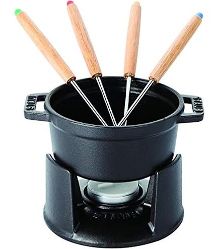 Amazon.com: Staub Cast Iron 0.25-qt Mini Chocolate Fondue Set