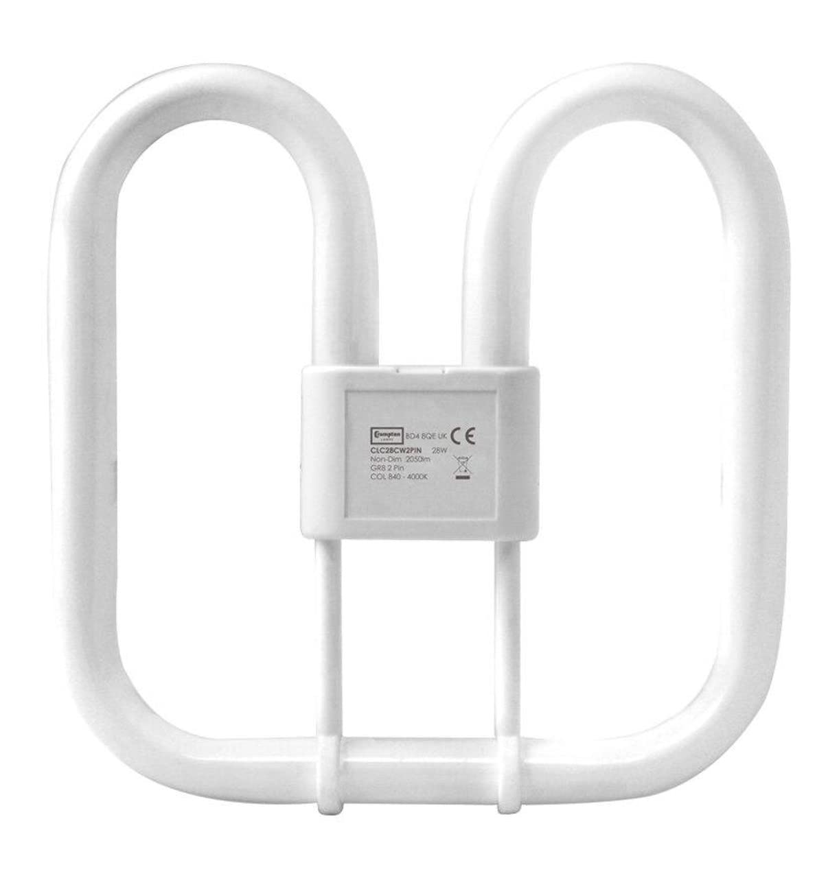 Crompton Lamps CFL 2D 28W GR8 4000K Cool White Frosted 2050lm 2-Pin Energy Saving DD Compact Fluorescent CC Slim Opal Light Bulb