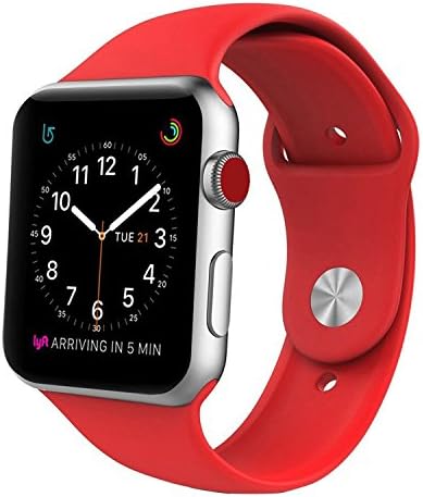 Sport Band for Apple Watch 38mm S/M, Soft Silicone Strap Replacement Bands for Apple Watch Sport, Series 3, Series 2, Series 1 (38mm Red)