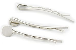 100 pcs 46MM 1 3/4" Tone Bobby Pins Bows 9mm flat pad Hair Clips Jewelry Make Diy Nickel