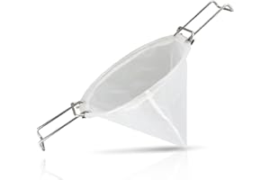 AYUSEB 10” Reusable Cone Filter Bag for Frying Oil - with Folding Arms to Attach to Deep Fryers, Cooking Oil Filter Holder, Maple Syrup Cone Filter Stand - Durable Construction - Easy to Clean