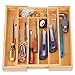 Silverware Utensil Tray Wooden Cutlery Drawer Dividers 5 Compartments Flatware Organizer Storage Holder Bamboo Flatware Organizer for Kitchen Office Supplies Cosmetics (Bamboo)