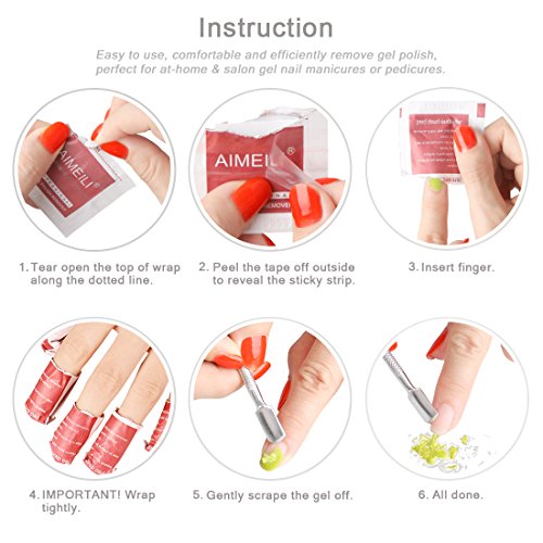 AIMEILI Gel Nail Polish Remover Soak Off Gel Pre Acetone Pads Removal Wraps - Pack Of 200pcs - Thumbnail 2