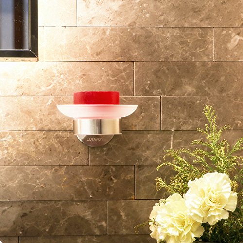 LUTAVOY LD01 Wall Soap Dish Holder,Soap Holder For Sink,Frosted Glass Soap Holder,Hardware and Instruciton Included