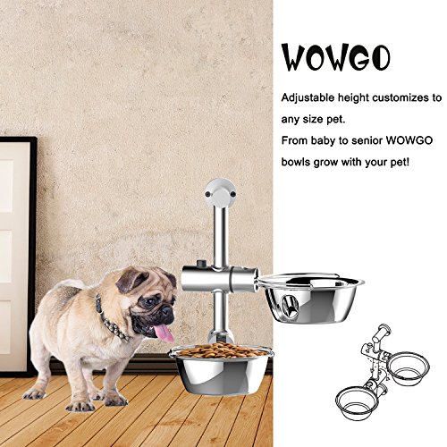 Elevated Double Dog Bowls Adjustable Raised Pet Feeder Station