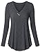 Vinmatto Women's Long Sleeve V Neck Flowy Tunic Top(XXL,Black)
