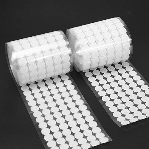 Whitelotous 1000 Pairs Sticky Back Coins Hook & Loop Double Sided Adhesive Disks Dot Fastener Tape White 15mm