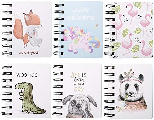 Yuccer Mini Notebooks for Children Kids Party Bag Fillers School Supplies Portable Sketch Book Pack of 6 (Pink)