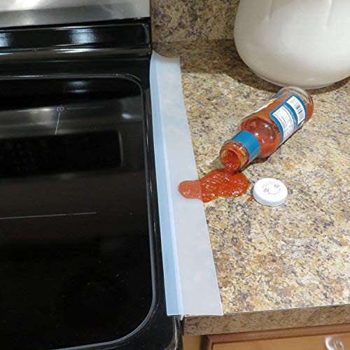 SIMTEXGREEN 25 Inches Silicone Stove Counter Gap Cover Easy Clean Wide & Long Gap Filler Seals Spills Between Stoves Kitchen Counter Washer & Dryer For Oven Stove Top Space Fillers Half Clear