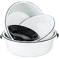 Granite Ware Stackable, Multi Use Bowls - Enameled Steel Dish Pan Set with Pie Pan - Versatile Cookware for Baking, Canning & Serving - All Purpose Kitchen Essentials.