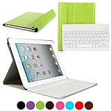 CoastaCloud iPad 2/3/4 Really Thin SmartShell Stand Cover with Magnetically Detachable Wireless Bluetooth Keyboard Case for Apple iPad 2 3 4 (Green)