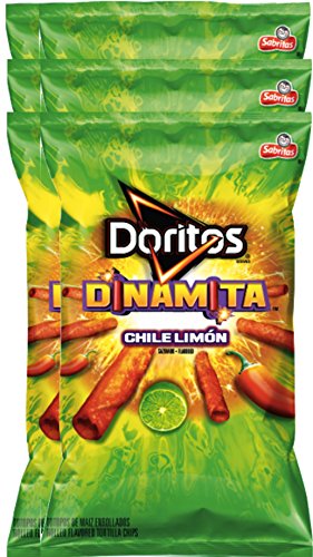 Doritos Dinamita Chile Limon Rolled Flavored Tortilla Chips, 9.25 oz Snack Care Package for College, Military, Sports (6)