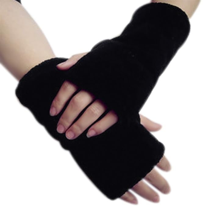JIAHG Unisex Winter Fingerlose Handschuhe Warm Flanell Fäustlinge Pulswärmer Handstulpen Stulpen für Damen Herren Liebespaar 