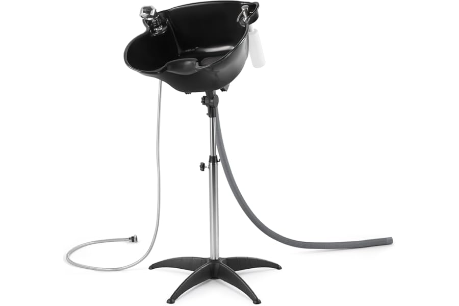 Artist hand Shampoo Bowl Portable Salon Sink with Adjustable Height and Drain; Sprinkler with Switch Hair Washing Basin Salon Chair Barber Deep Bowl