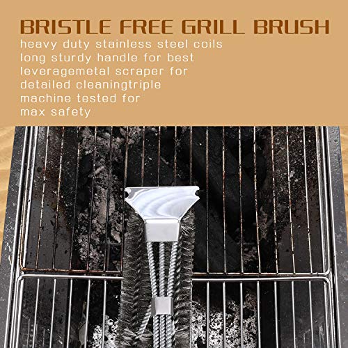 image for Feeke Grill Brush and Scraper, CPANION 3-in-1 BBQ Brush for Grill 18 I