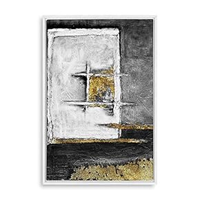 SIGNFORD Framed Canvas Home Artwork Decoration Golden Abstract...