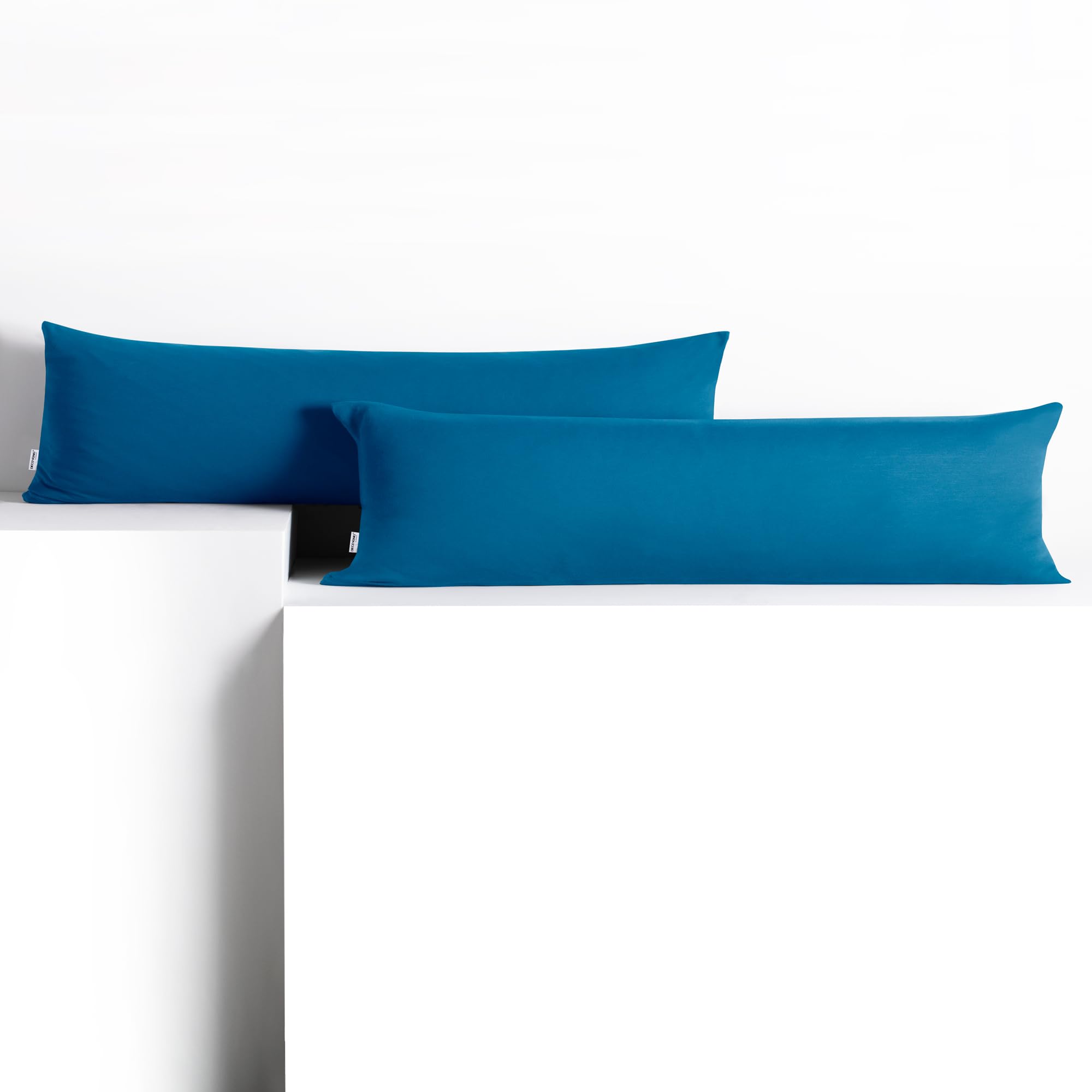 DecoKing 2 Pillowcases 20 x 145 cm Jersey 100% Combed Cotton Zip Blue Amber